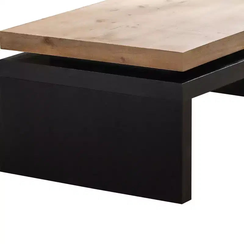 TUYOHW 47.6 Modern Industrial Coffee Table,Wooden Center Table for Living Room,Rectangular Cocktail Table with 2-Tier Floating Top