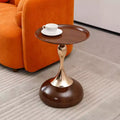 TUYOHW 21.2 Mermaid End Coffee Table for Living Room,Chic Metal Pedestal Table,Chic End Table Round Sofa Side Table,Art Deco,Walnut Brown