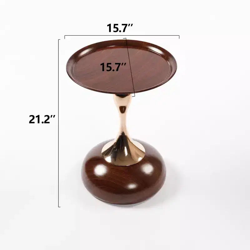 TUYOHW 21.2 Mermaid End Coffee Table for Living Room,Chic Metal Pedestal Table,Chic End Table Round Sofa Side Table,Art Deco,Walnut Brown
