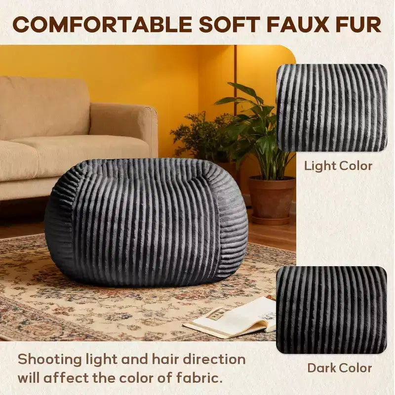 Okak Bean Bag Chair with Memory Foam, Lazy Floor Chair for Adults, Ergonomic Lounge Chair for Bedroom, Living Room