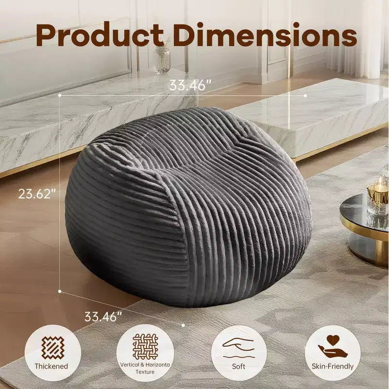 Okak Bean Bag Chair with Memory Foam, Lazy Floor Chair for Adults, Ergonomic Lounge Chair for Bedroom, Living Room