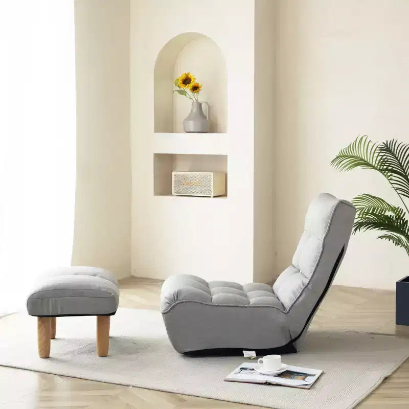 Okak Modern Tufted Floor Chair Foldable Comfy Sofa Chair, Bean Bag Chair Recliner with Adjustable Backfor Adults&Kids for Living Room, Navy