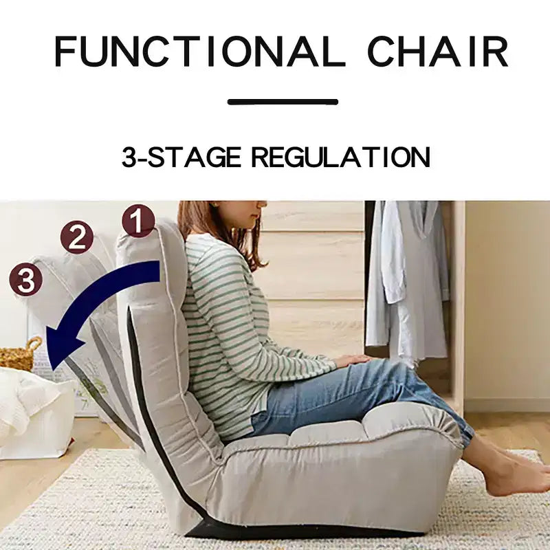Okak Modern Tufted Floor Chair Foldable Comfy Sofa Chair, Bean Bag Chair Recliner with Adjustable Backfor Adults&Kids for Living Room, Navy