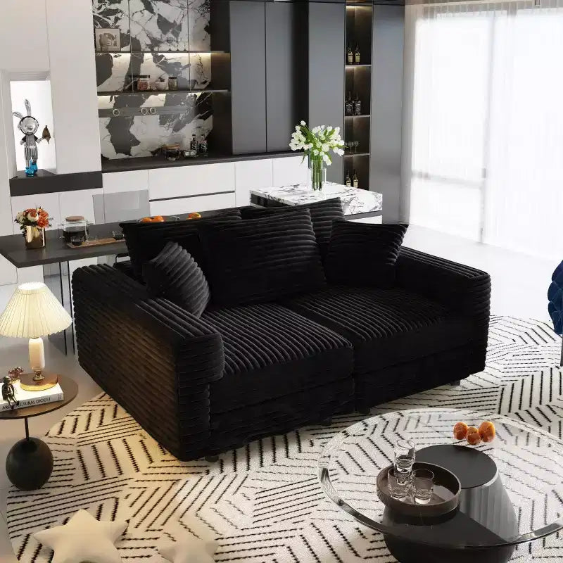 Modular Convertible Sectional Sofa, Deep Seat Couches with Soft Pillows, Modern Cloud Sofa for Living Room, Bedroom, or Apartment-Panipeachy