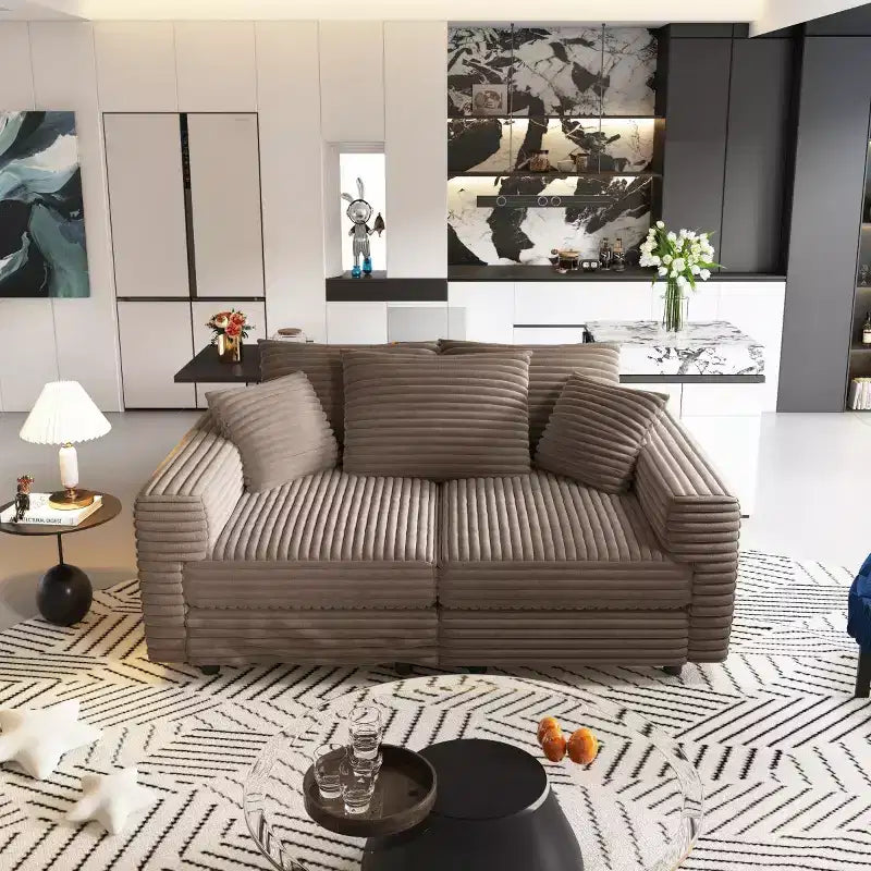 Modular Convertible Sectional Sofa, Deep Seat Couches with Soft Pillows, Modern Cloud Sofa for Living Room, Bedroom, or Apartment-Panipeachy