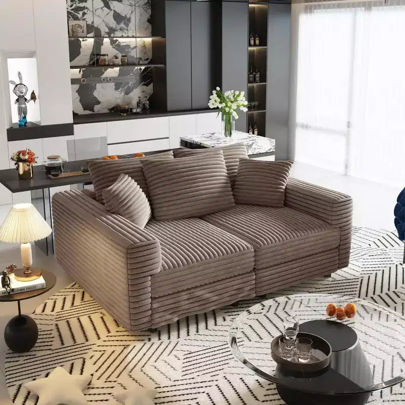 Modular Convertible Sectional Sofa, Deep Seat Couches with Soft Pillows, Modern Cloud Sofa for Living Room, Bedroom, or Apartment-Panipeachy