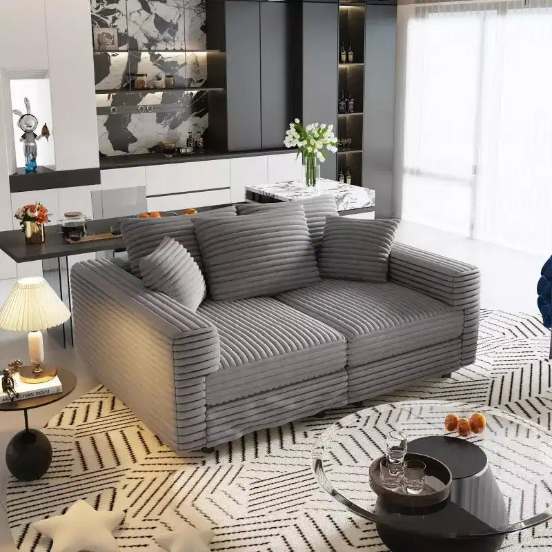 Modular Convertible Sectional Sofa, Deep Seat Couches with Soft Pillows, Modern Cloud Sofa for Living Room, Bedroom, or Apartment-Panipeachy