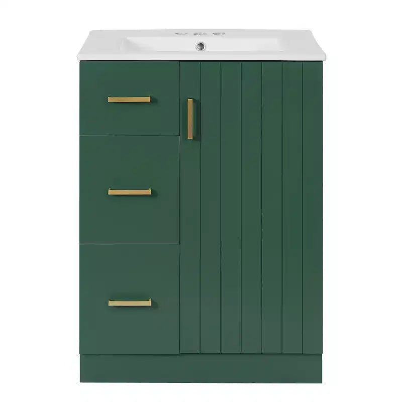 24 Small Bathroom Vanity Sink Combo with Storage, Wood Bathroom Cabinet with Drawers and Soft Closing Doors