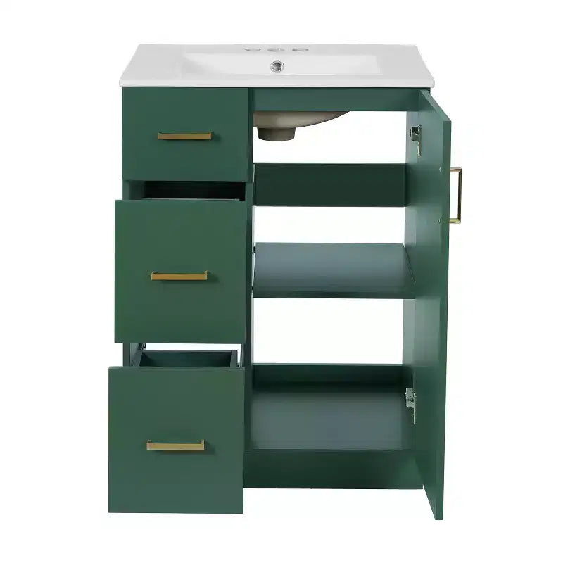 24 Small Bathroom Vanity Sink Combo with Storage, Wood Bathroom Cabinet with Drawers and Soft Closing Doors