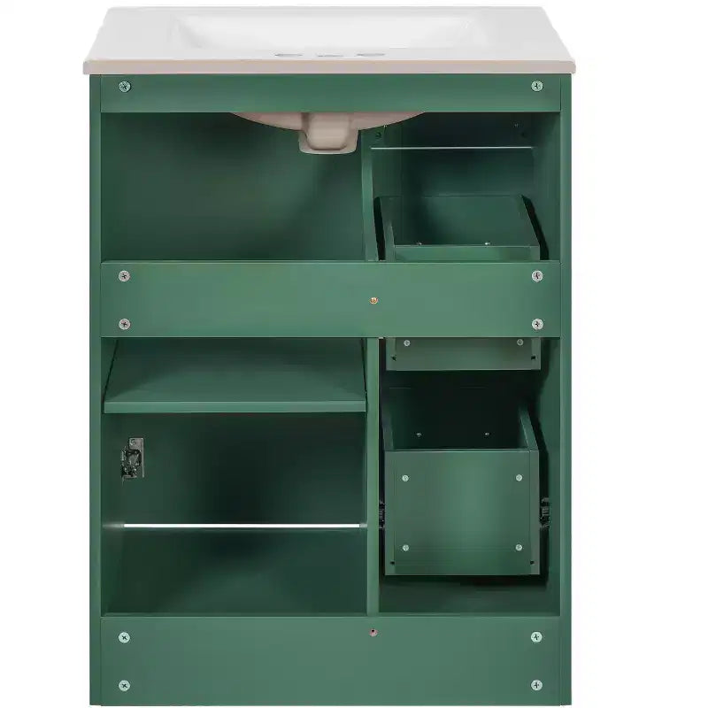 24 Small Bathroom Vanity Sink Combo with Storage, Wood Bathroom Cabinet with Drawers and Soft Closing Doors