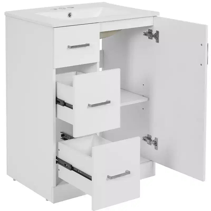 24 Small Bathroom Vanity Sink Combo with Storage, Wood Bathroom Cabinet with Drawers and Soft Closing Doors