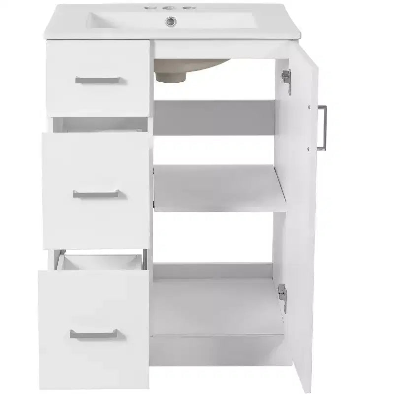 24 Small Bathroom Vanity Sink Combo with Storage, Wood Bathroom Cabinet with Drawers and Soft Closing Doors