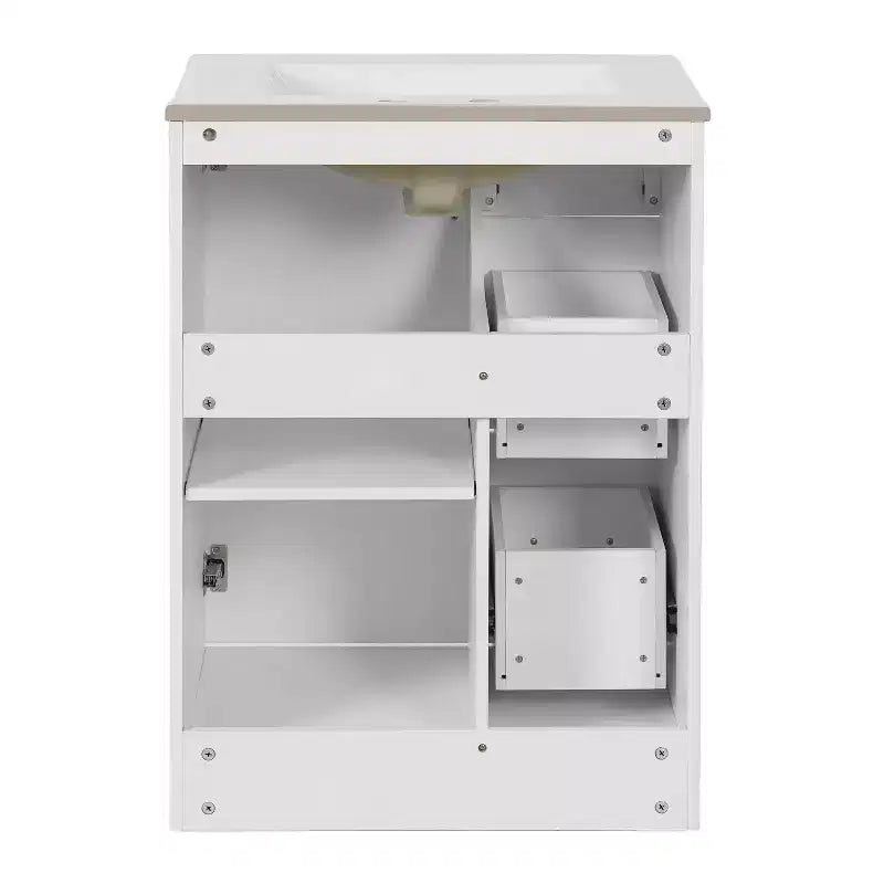 24 Small Bathroom Vanity Sink Combo with Storage, Wood Bathroom Cabinet with Drawers and Soft Closing Doors