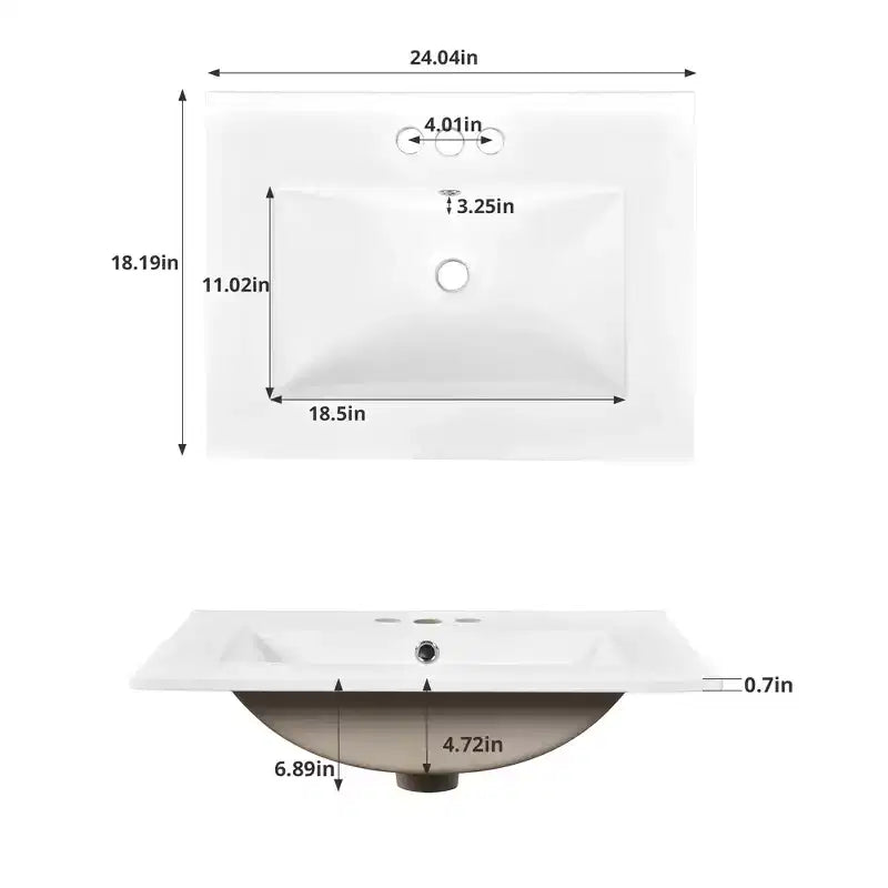 24 Small Bathroom Vanity Sink Combo with Storage, Wood Bathroom Cabinet with Drawers and Soft Closing Doors