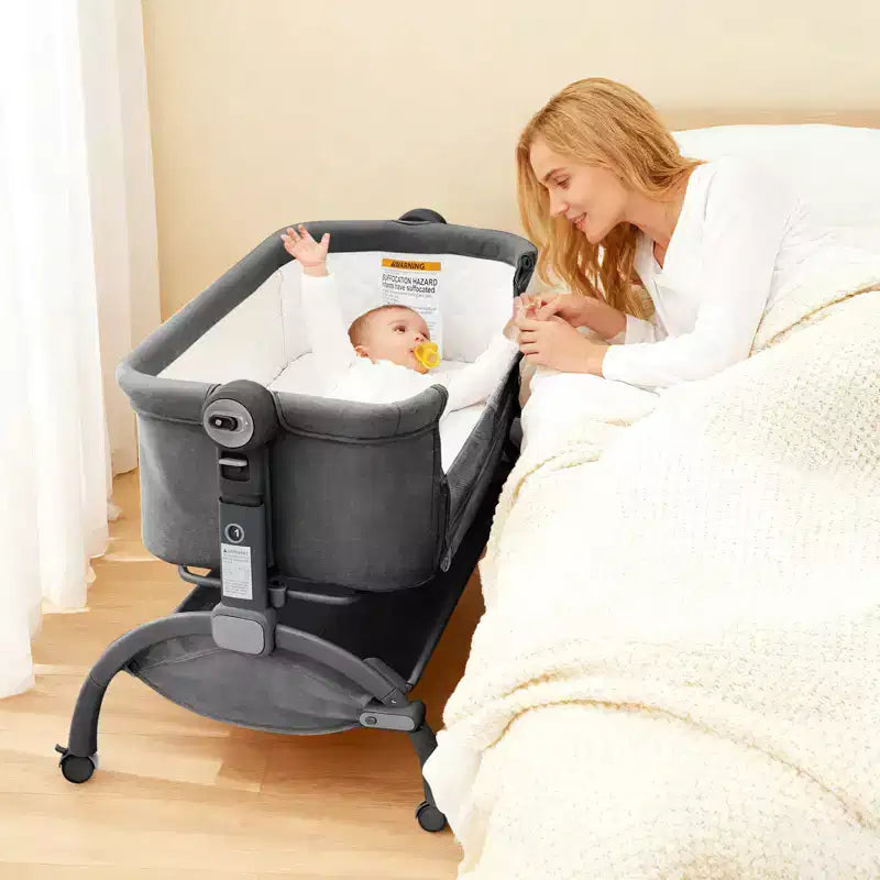 Bedside Bassinet Baby Bassinet for Baby, 3 in 1 Bedside Sleeper with Baby Co-Sleeper Travel Crib with Detachable Mosquito Net & Adjustable Height
