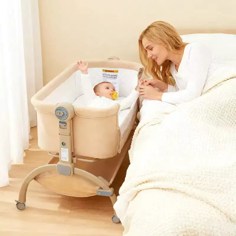 Bedside Bassinet Baby Bassinet for Baby, 3 in 1 Bedside Sleeper with Baby Co-Sleeper Travel Crib with Detachable Mosquito Net & Adjustable Height