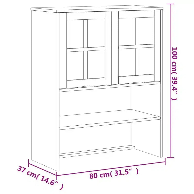 vidaXL FLAM Top for Highboard with Glass Doors Solid Wood Pine