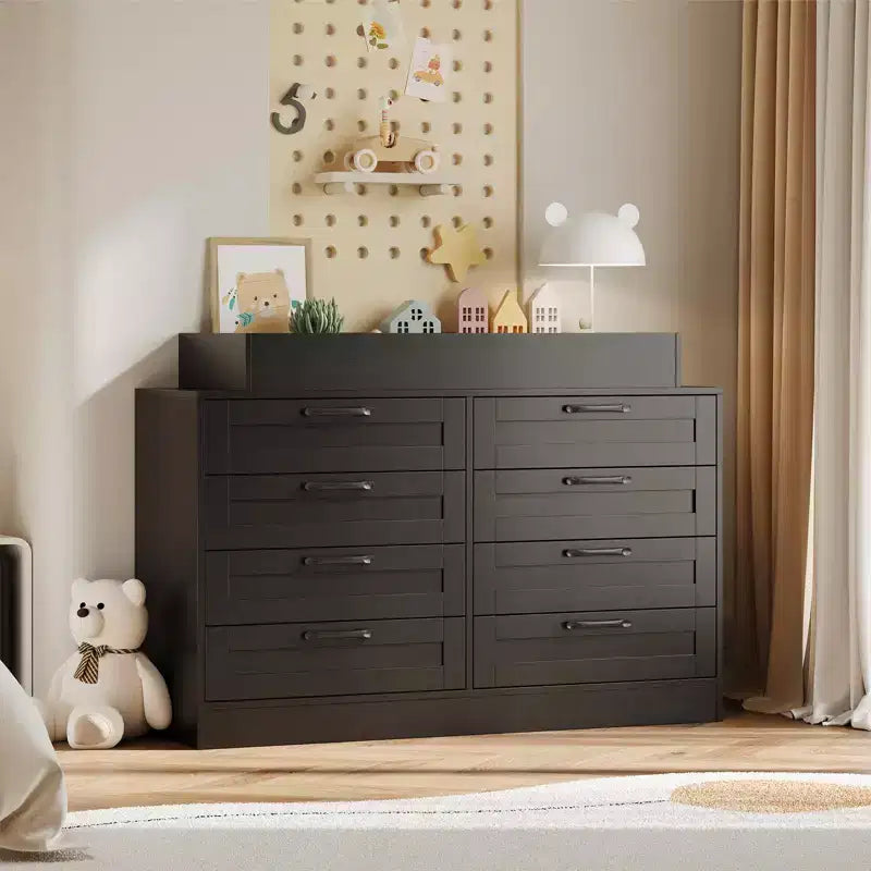 8-Drawer Changing Table Dresser - Classic Nursery Dresser with Changing Shelves, Multi-Functional Diaper Station for Nursery & Bedroom