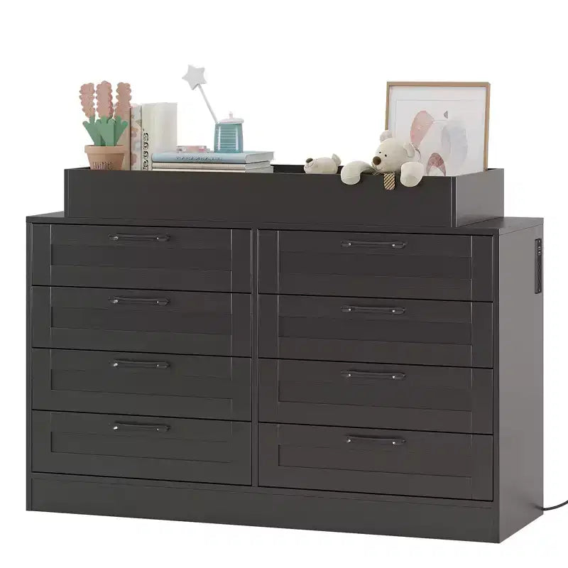 8-Drawer Changing Table Dresser - Classic Nursery Dresser with Changing Shelves, Multi-Functional Diaper Station for Nursery & Bedroom