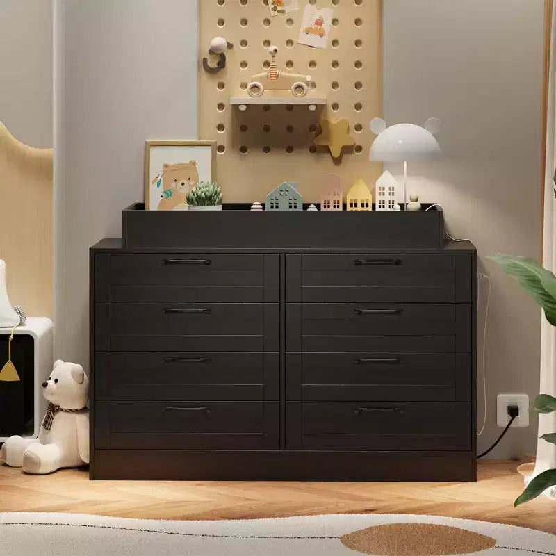 8-Drawer Changing Table Dresser - Classic Nursery Dresser with Changing Shelves, Multi-Functional Diaper Station for Nursery & Bedroom