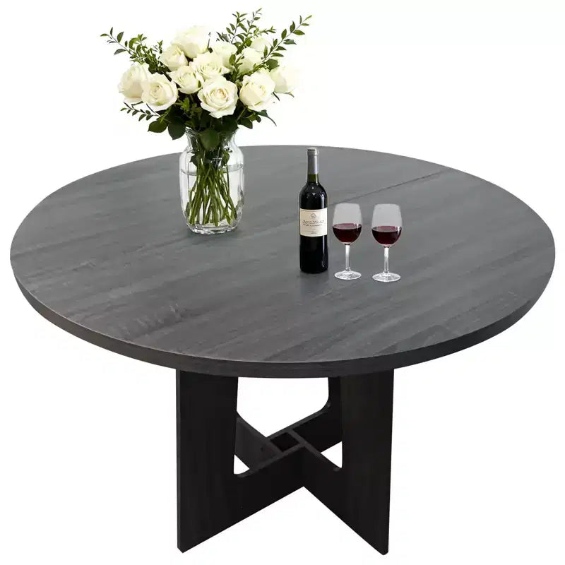 Round Dining Table for 4, 43.3'' Wood Kitchen Table for Dining Room, Farmhouse Circle Dinner Tables with Pedestal Base for Living Room, Small Spaces