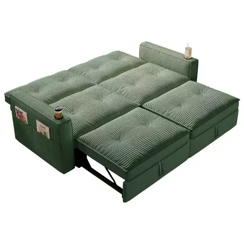 73 Convertible Sleeper Sofa Bed with Corduroy Polyester, Reclining Loveseat Sofa Bed for Living Room, Guest Room, or Apartment-Panipeachy