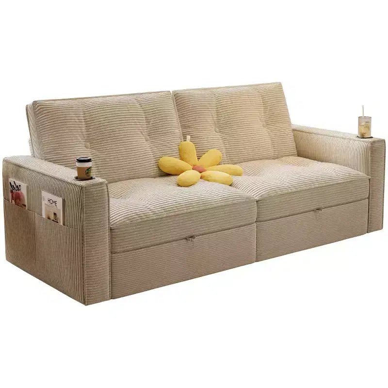 73 Convertible Sleeper Sofa Bed with Corduroy Polyester, Reclining Loveseat Sofa Bed for Living Room, Guest Room, or Apartment-Panipeachy