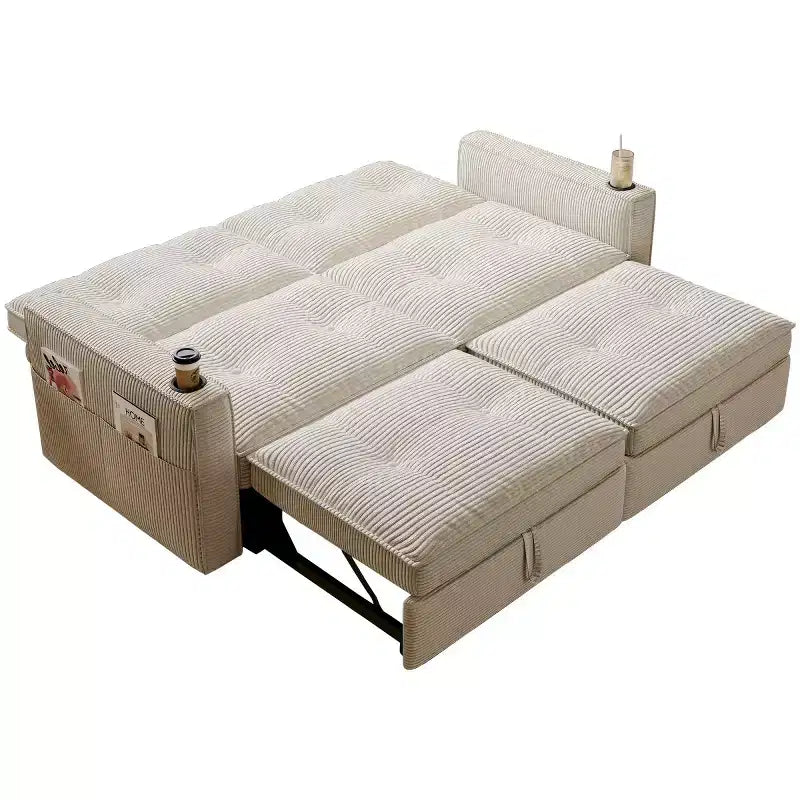 73 Convertible Sleeper Sofa Bed with Corduroy Polyester, Reclining Loveseat Sofa Bed for Living Room, Guest Room, or Apartment-Panipeachy