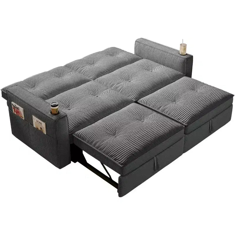 73 Convertible Sleeper Sofa Bed with Corduroy Polyester, Reclining Loveseat Sofa Bed for Living Room, Guest Room, or Apartment-Panipeachy