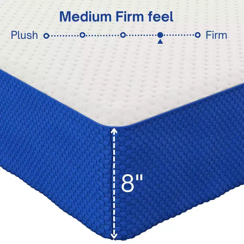 Boyd Sleep 8 Memory Foam Spring Hybrid Mattress - Medium Firm, Cooling Gel Foam