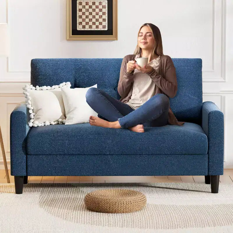 Dyonery 50 Small Loveseat Sofa, Small Couch for Living Room, Bedroom, Comfy Love Seat with Deep Seat Spring Cushion