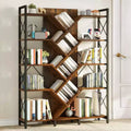 70.8in Tall Bookshelf And Bookcase Industrial 5 Tier Large Bookshelves Standing Tree Book Shelves Organizer Wide Display Rack