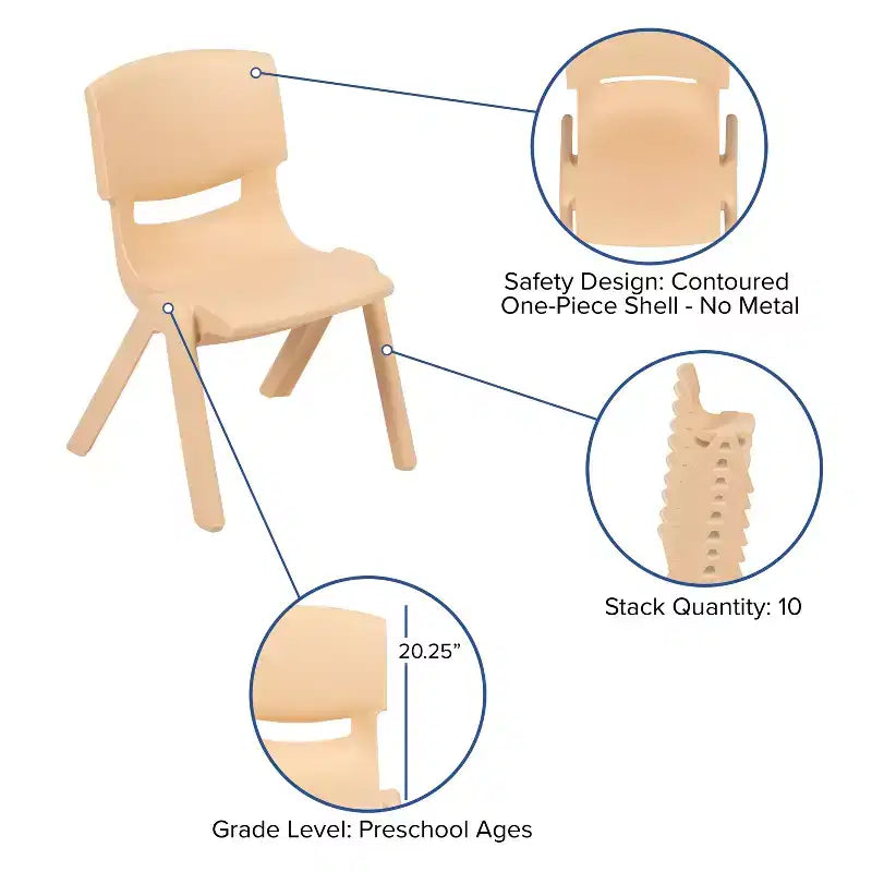 Flash Furniture 2 Pack Plastic Stackable School Chair with 10.5 Seat Height