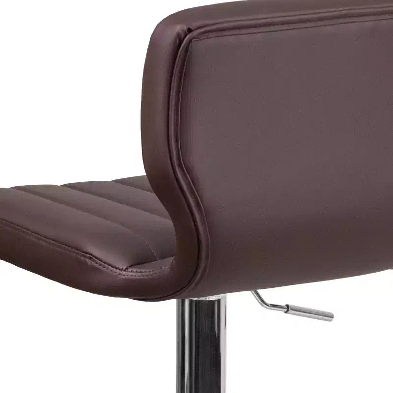 Flash Furniture Contemporary Vinyl Adjustable Height Barstool with Vertical Stitch Back and Chrome Base
