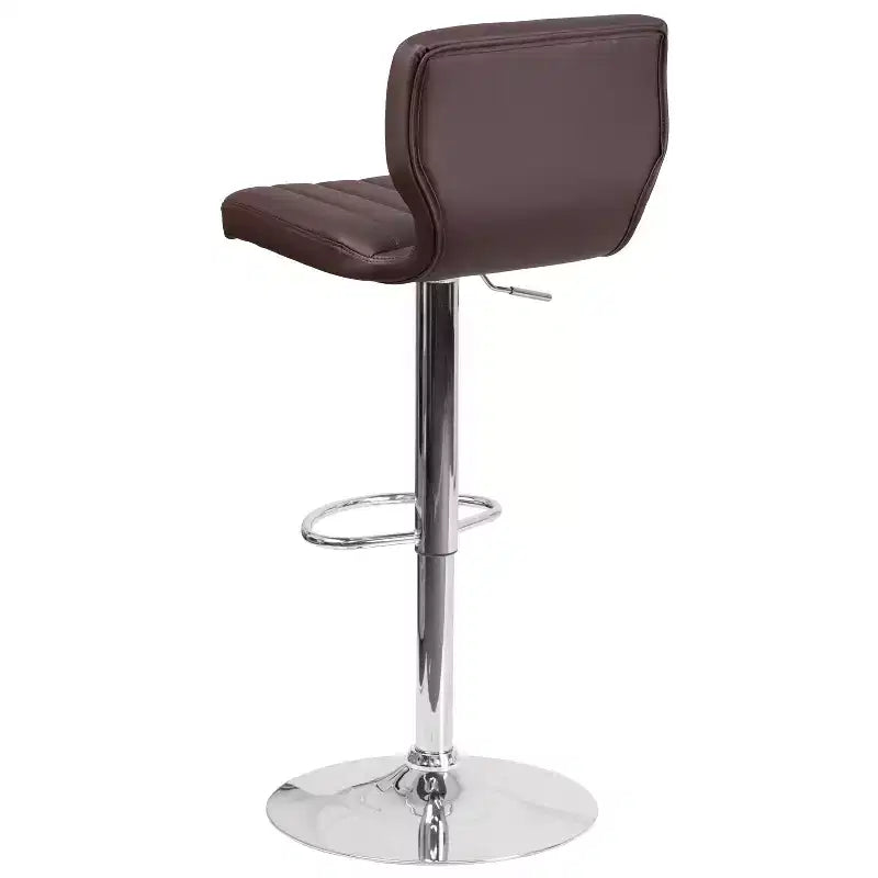 Flash Furniture Contemporary Vinyl Adjustable Height Barstool with Vertical Stitch Back and Chrome Base