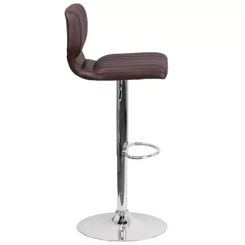 Flash Furniture Contemporary Vinyl Adjustable Height Barstool with Vertical Stitch Back and Chrome Base