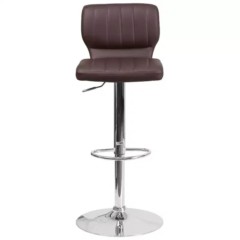 Flash Furniture Contemporary Vinyl Adjustable Height Barstool with Vertical Stitch Back and Chrome Base