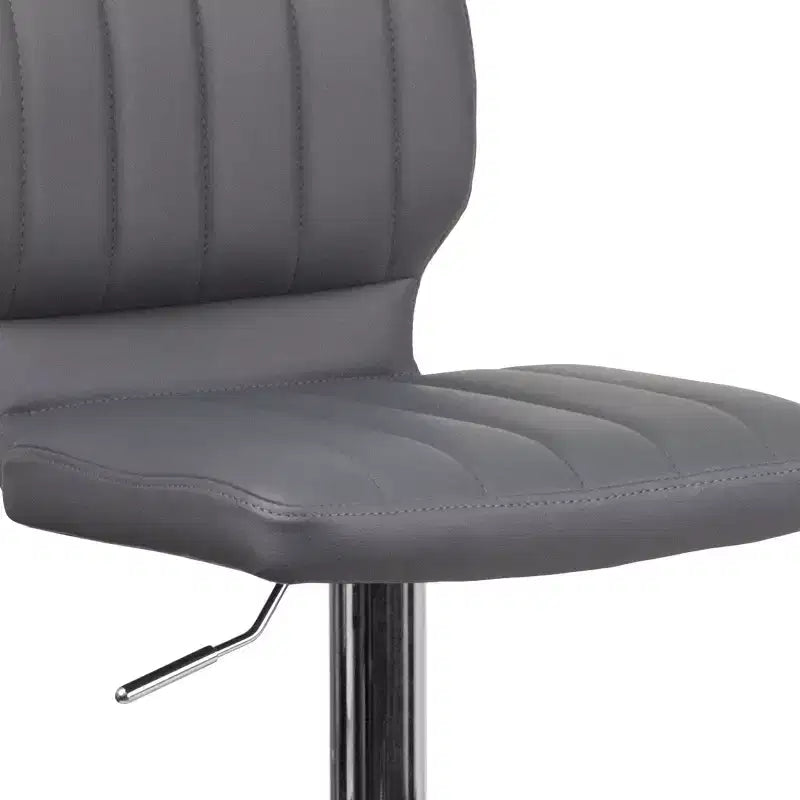 Flash Furniture Contemporary Vinyl Adjustable Height Barstool with Vertical Stitch Back and Chrome Base