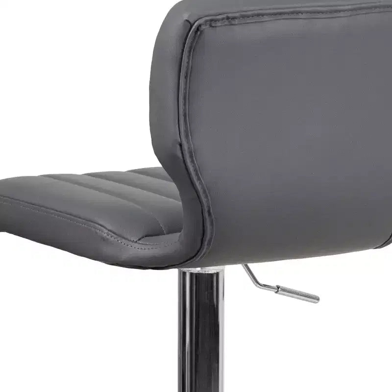 Flash Furniture Contemporary Vinyl Adjustable Height Barstool with Vertical Stitch Back and Chrome Base