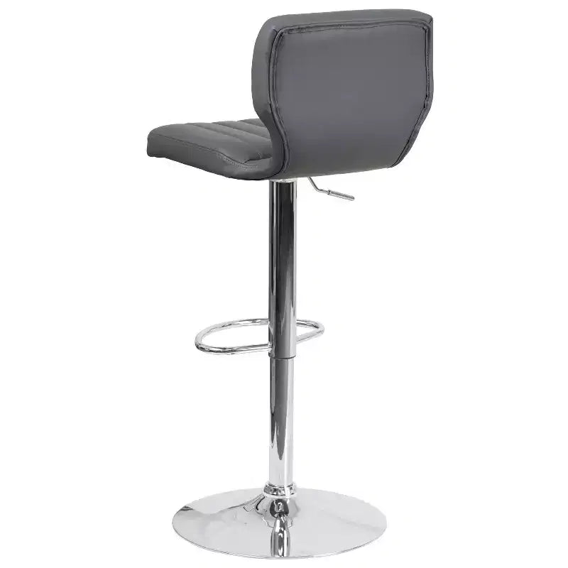 Flash Furniture Contemporary Vinyl Adjustable Height Barstool with Vertical Stitch Back and Chrome Base