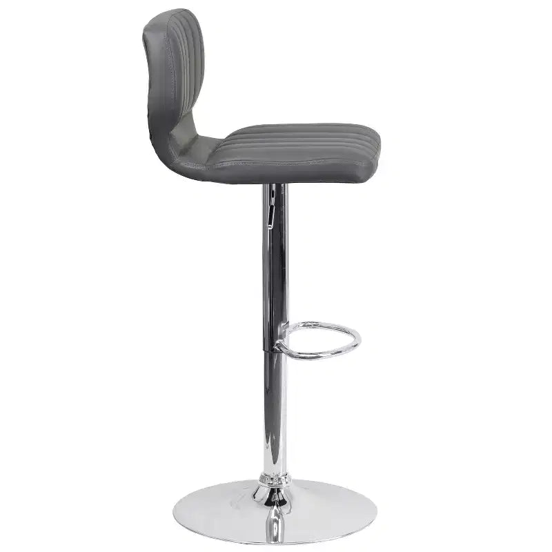 Flash Furniture Contemporary Vinyl Adjustable Height Barstool with Vertical Stitch Back and Chrome Base