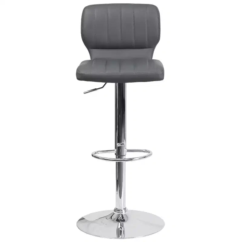 Flash Furniture Contemporary Vinyl Adjustable Height Barstool with Vertical Stitch Back and Chrome Base