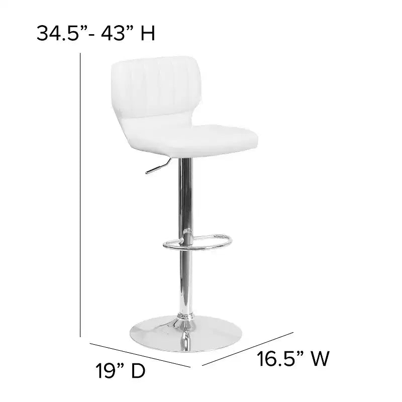 Flash Furniture Contemporary Vinyl Adjustable Height Barstool with Vertical Stitch Back and Chrome Base