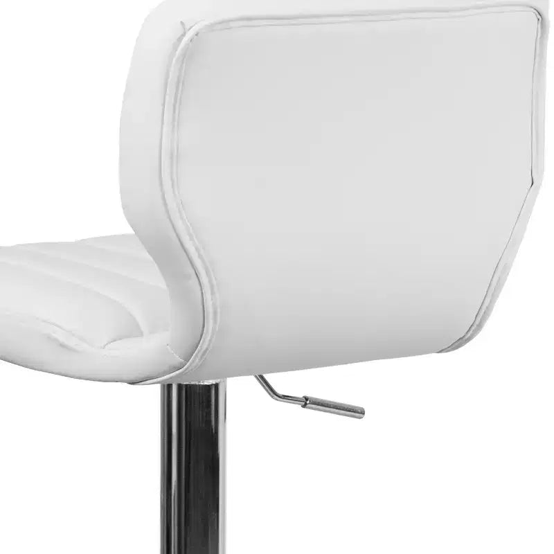 Flash Furniture Contemporary Vinyl Adjustable Height Barstool with Vertical Stitch Back and Chrome Base