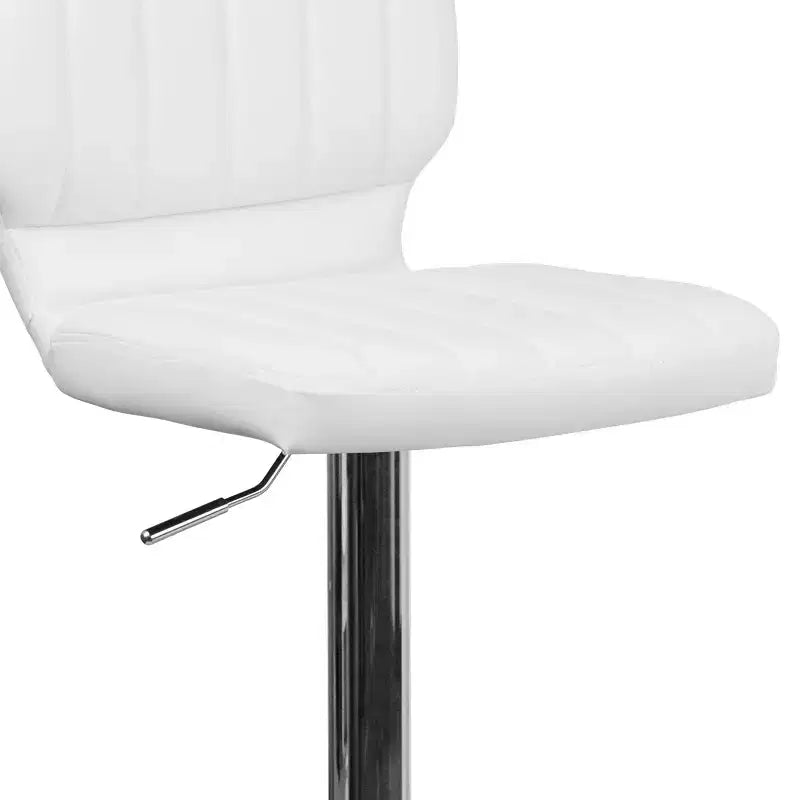 Flash Furniture Contemporary Vinyl Adjustable Height Barstool with Vertical Stitch Back and Chrome Base