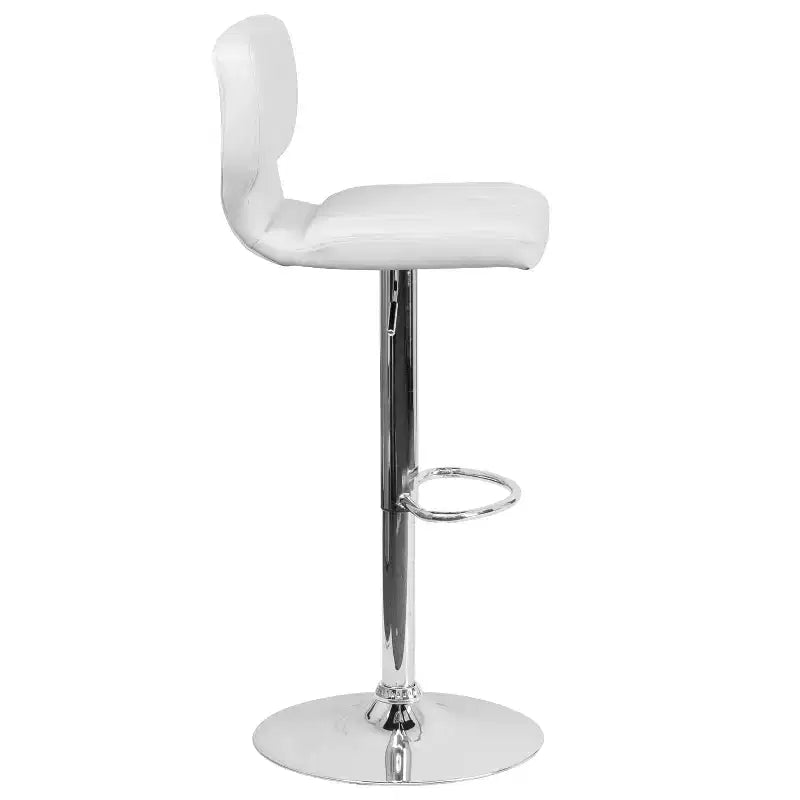 Flash Furniture Contemporary Vinyl Adjustable Height Barstool with Vertical Stitch Back and Chrome Base
