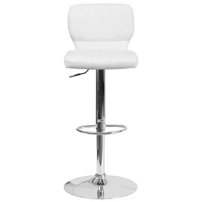 Flash Furniture Contemporary Vinyl Adjustable Height Barstool with Vertical Stitch Back and Chrome Base