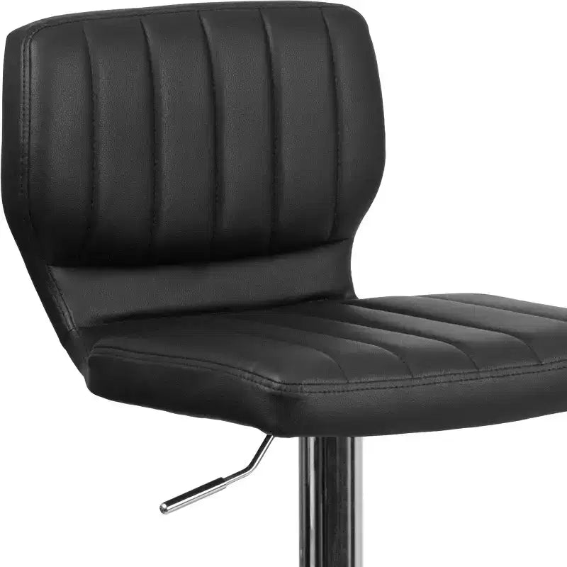Flash Furniture Contemporary Vinyl Adjustable Height Barstool with Vertical Stitch Back and Chrome Base