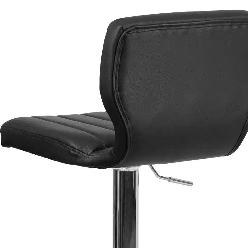 Flash Furniture Contemporary Vinyl Adjustable Height Barstool with Vertical Stitch Back and Chrome Base
