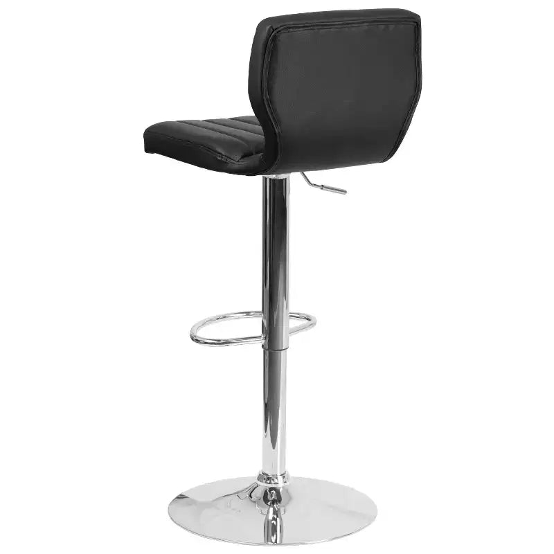 Flash Furniture Contemporary Vinyl Adjustable Height Barstool with Vertical Stitch Back and Chrome Base